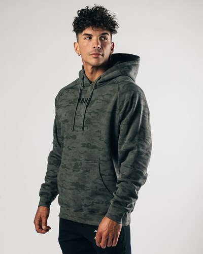 Battle Green Alphalete Fitted Performance Hoodie | 06483-KIRL