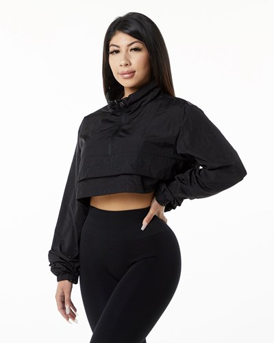 Black Alphalete All-Purpose Crop Jacket | 50691-RWXL