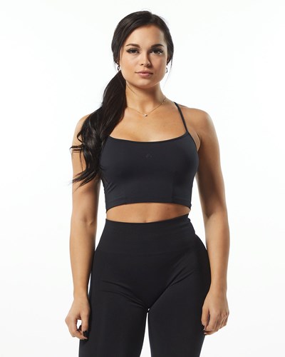 Black Alphalete Camisole Y-Back Crop Tank | 85932-SGVD