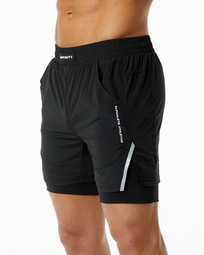 Black Alphalete Compression Lined Woven Training Short | 94570-TGYP