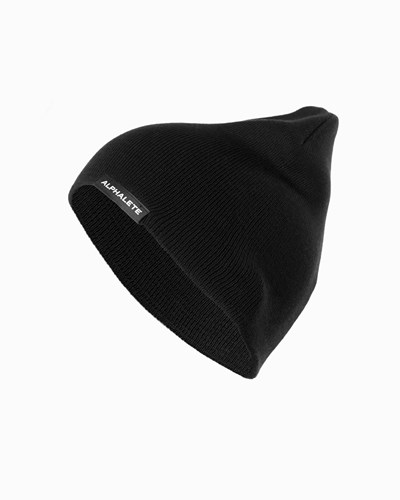 Black Alphalete Cotton Knit Beanie | 71946-GIWV