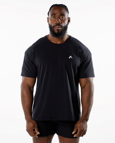 Black Alphalete Drop Shoulder Tee | 10243-PSED