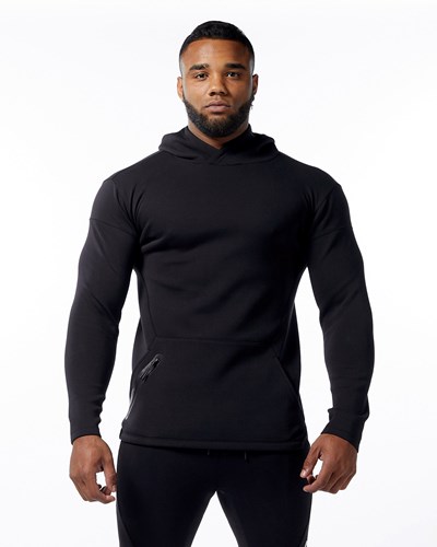 Black Alphalete Fitted Interlock Knit Hoodie | 94630-BPAZ