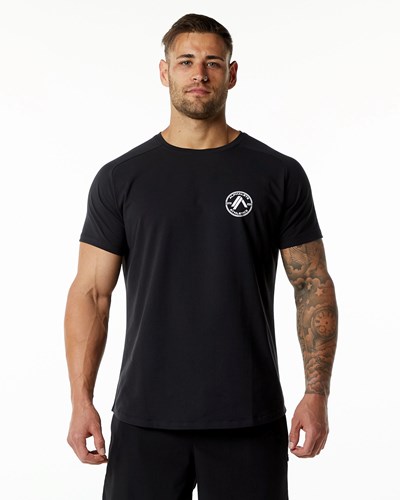 Black Alphalete Fitted Performance Short Sleeve | 53017-EQXU