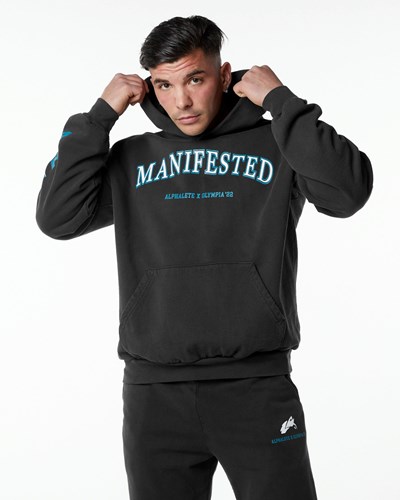 Black Alphalete Fleece Graphic Hoodie | 53460-TZXR