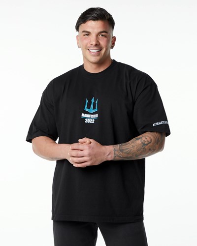 Black Alphalete Heavyweight Oversized Tee | 78032-ZPAR
