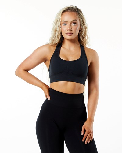 Black Alphalete High-Impact Seamless Sports Bra | 24758-PNQX