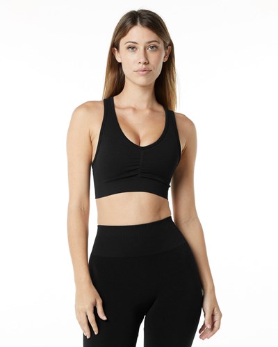 Black Alphalete High-Impact Seamless Sports Bra | 30796-JHWM