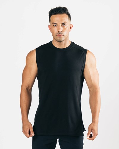 Black Alphalete High-Neck Premium Cutoff | 25390-BWQV