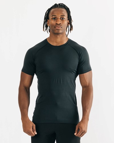 Black Alphalete High Performance Seamless Short Sleeve Tee | 67548-QETU