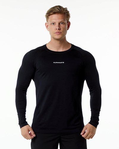 Black Alphalete High Performance Seamless Long Sleeve Tee | 70693-RDMZ