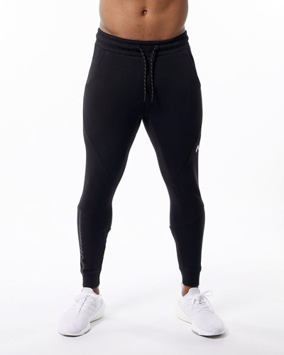 Black Alphalete Interlock Knit Cuffed Jogger | 26041-PJAK