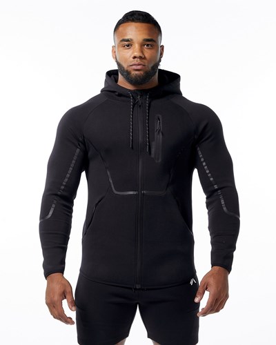 Black Alphalete Interlock Knit Full-Zip Hoodie | 32648-ZDGX