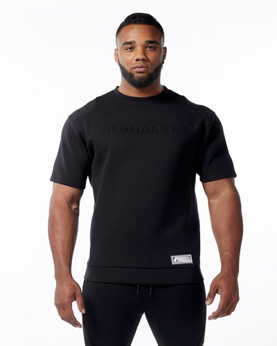 Black Alphalete Interlock Knit Pullover | 25309-FTZL