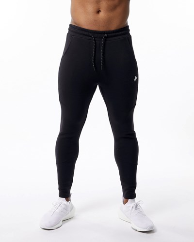 Black Alphalete Interlock Knit Zip Jogger | 92357-AEOK