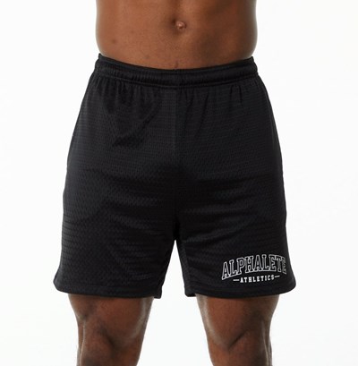 Black Alphalete Luxury Lined 4-Way Stretch Mesh Short | 94702-EDGL