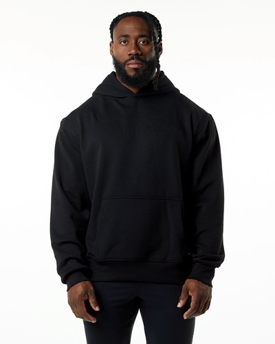 Black Alphalete Luxury Velvet Lined Hoodie | 57608-TDXL