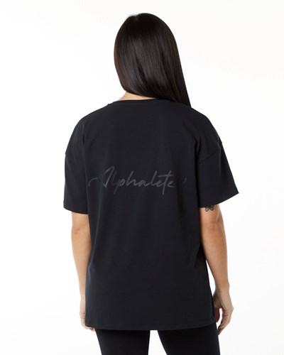 Black Alphalete Performance Short Sleeve | 74601-NVQK