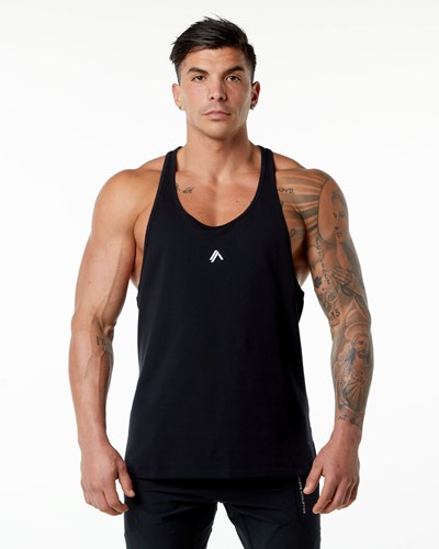 Black Alphalete Stepped Hem Stringer | 41073-XMKJ
