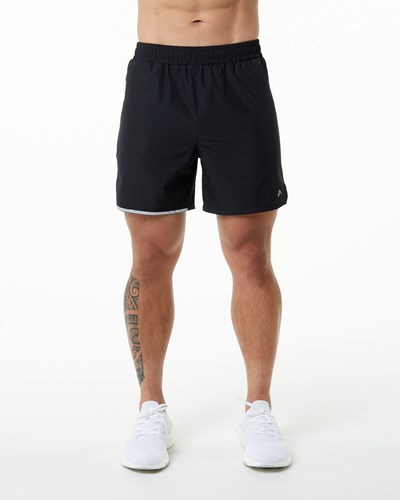 Black Alphalete Woven 4-Way Stretch 5" Short | 07381-DZXM