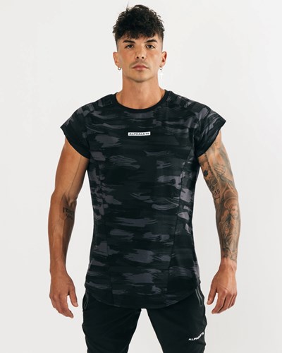 Black Canvas Camo Alphalete High Performance Sleeveless Tee | 59670-THGR