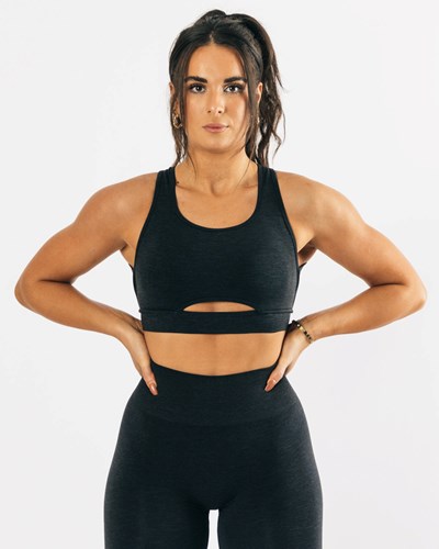 Black Marl Alphalete High-Impact Seamless Sports Bra | 97806-DTSG