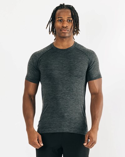 Black Marl Alphalete High Performance Seamless Short Sleeve Tee | 25014-KQBV