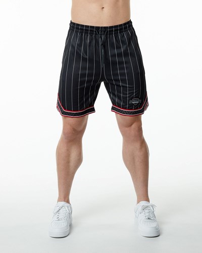 Black Pinstripe Alphalete Jersey Knit Short | 17254-UDTA