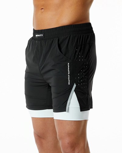 Black / White Alphalete Compression Lined Woven Training Short | 86173-LIOB