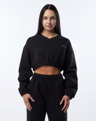 Blackbird Alphalete Washed V-Neck Fleece Sweater | 70623-YTHM