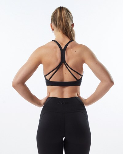 Blackout Alphalete Medium-Support Strap Open Back Sports Bra | 05971-AFLS