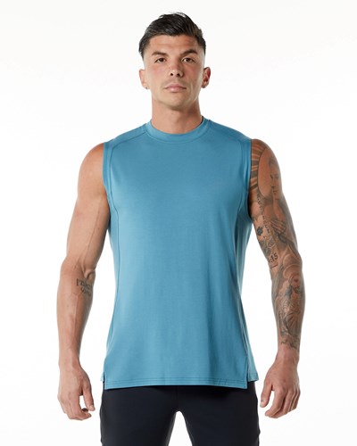 Blue Lagoon Alphalete High-Neck Premium Tank | 28075-ZWQO