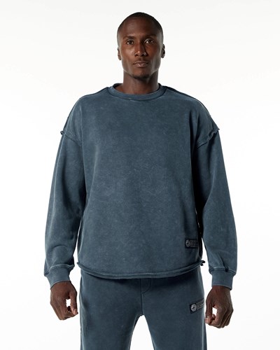 Blue Topaz Alphalete Heavyweight Washed Terry Pullover | 48325-IMTX