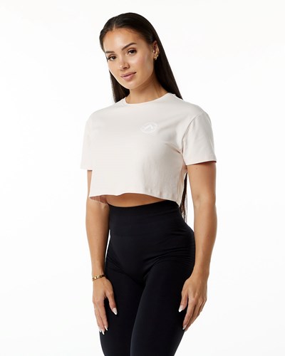 Blush Alphalete Fitted Performance Short Sleeve Crop | 92658-UWKP