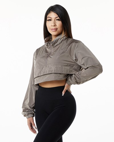 Brown Alphalete All-Purpose Crop Jacket | 14752-VWKA
