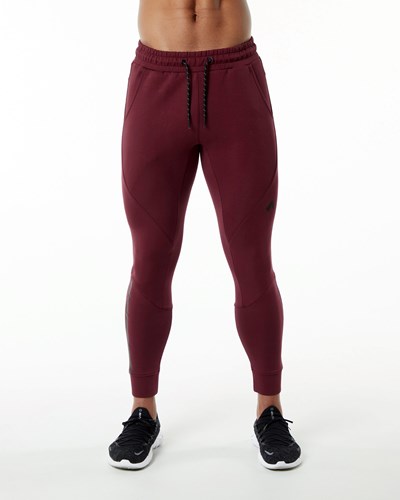 Burgundy Alphalete Interlock Knit Cuffed Jogger | 78604-FKGC