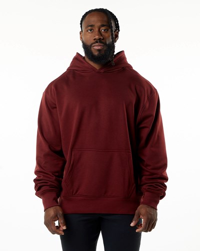 Burgundy Alphalete Luxury Velvet Lined Hoodie | 62798-RAYT