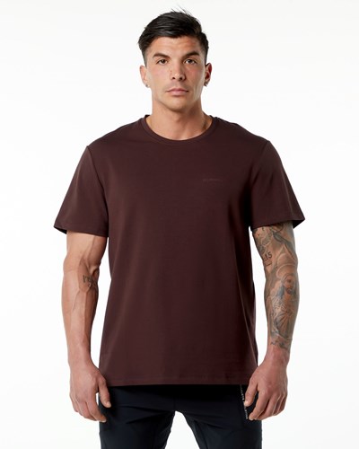 Burgundy Alphalete Set-In Sleeve Tee | 13698-WTZF