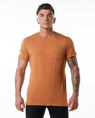 Camel Alphalete Premium Short Sleeve Pocket Tee | 62405-JQRA