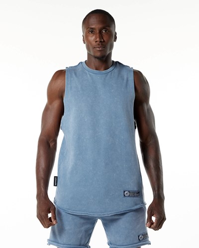Celestial Blue Alphalete Mid-Weight Washed Terry Cutoff | 65308-KERF