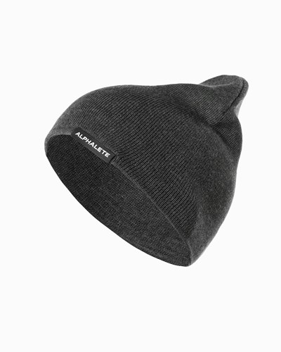 Charcoal Alphalete Cotton Knit Beanie | 39065-QIPX