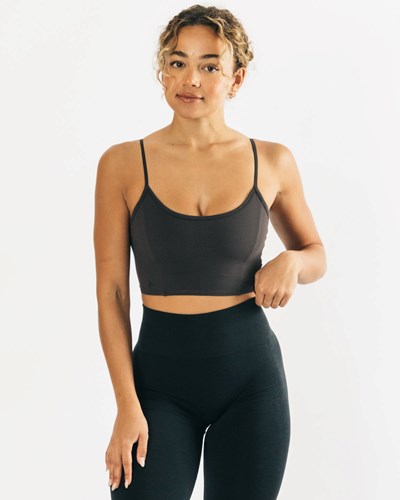 Charcoal Alphalete Fitted Cropped Tank | 97158-XWHK