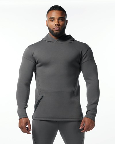 Charcoal Alphalete Fitted Interlock Knit Hoodie | 13295-HPRX