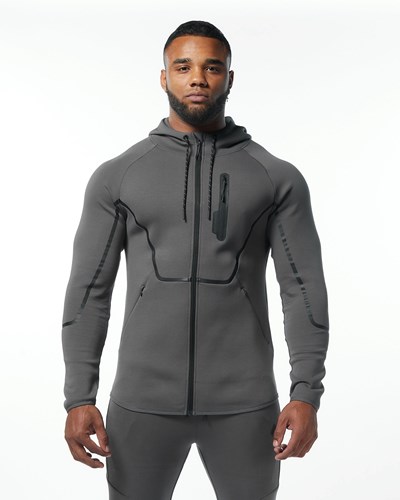 Charcoal Alphalete Interlock Knit Full-Zip Hoodie | 18493-RZPK