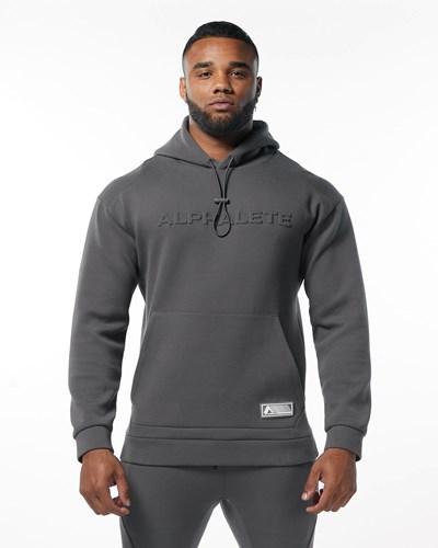 Charcoal Alphalete Interlock Knit Hoodie | 50674-FLUY