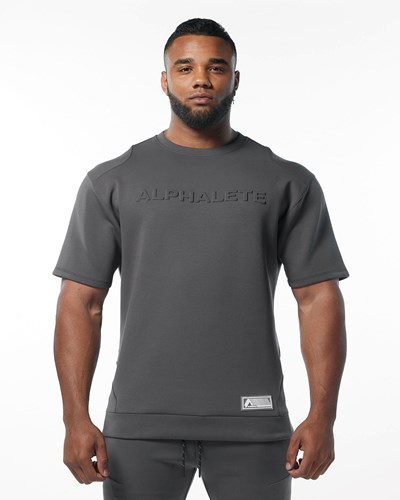 Charcoal Alphalete Interlock Knit Pullover | 58279-CSTH