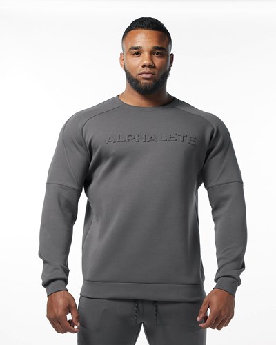 Charcoal Alphalete Interlock Knit Pullover | 95136-JKXA