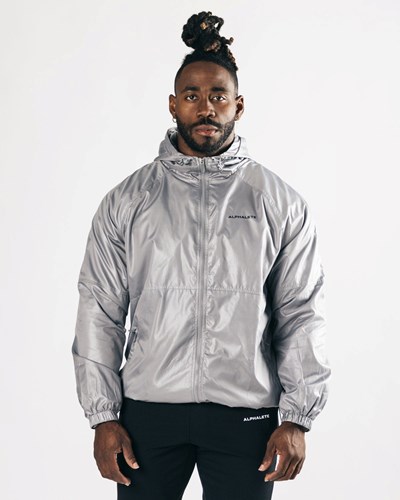 Charcoal Alphalete Woven Performance Jacket | 35749-MNSQ