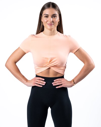 Cheeky Coral Alphalete Cropped Premium Short Sleeve | 60314-VOIX