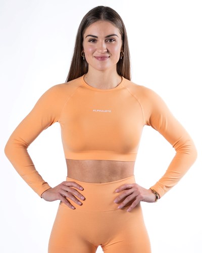 Cheeky Coral Alphalete Cropped Seamless Long Sleeve | 40268-QLDF